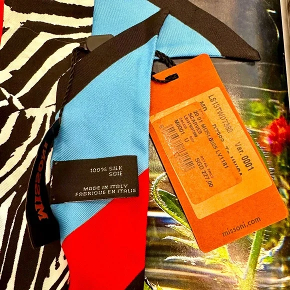 NWT Authentic Missoni Twill Scarf in Zebra Print 💯Silk - Picture 4 of 5